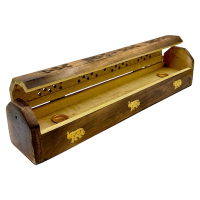Elephant Burnt Wooden Incense Box